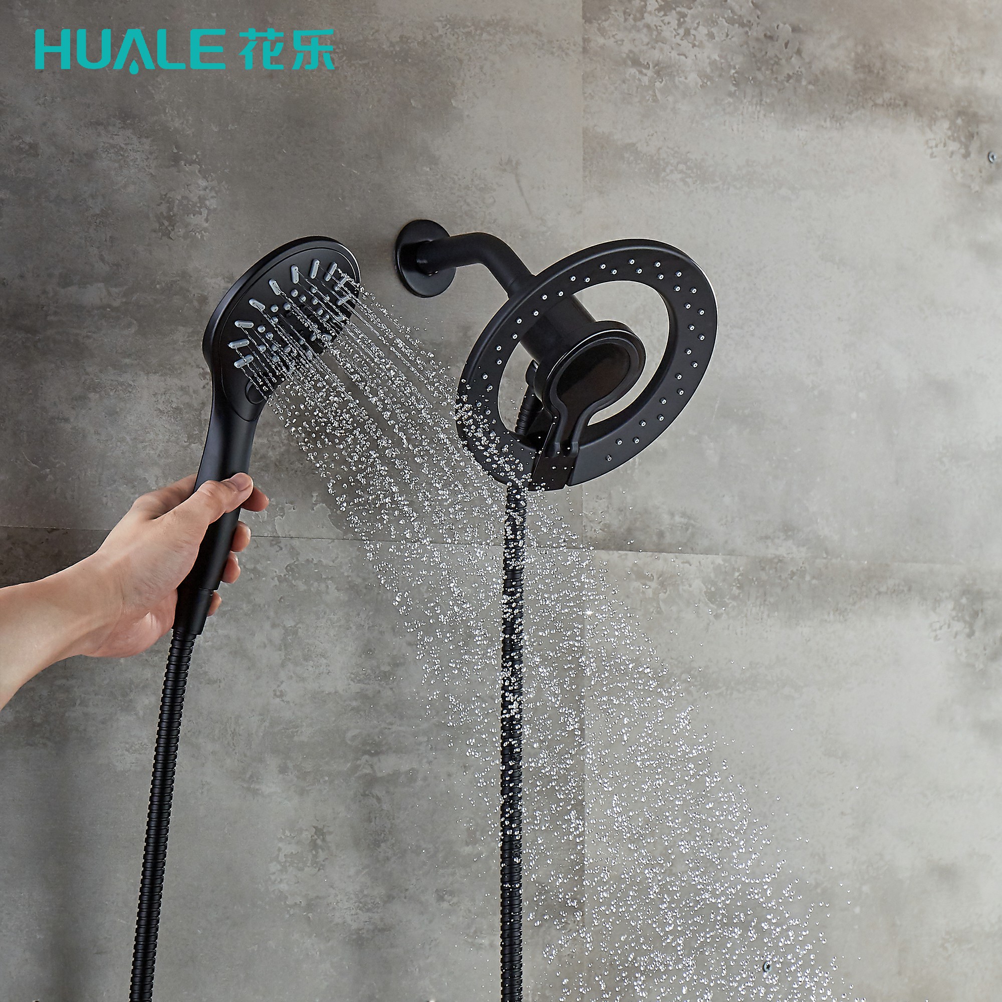 Magnetic 2in1 shower set with removable hand held shower