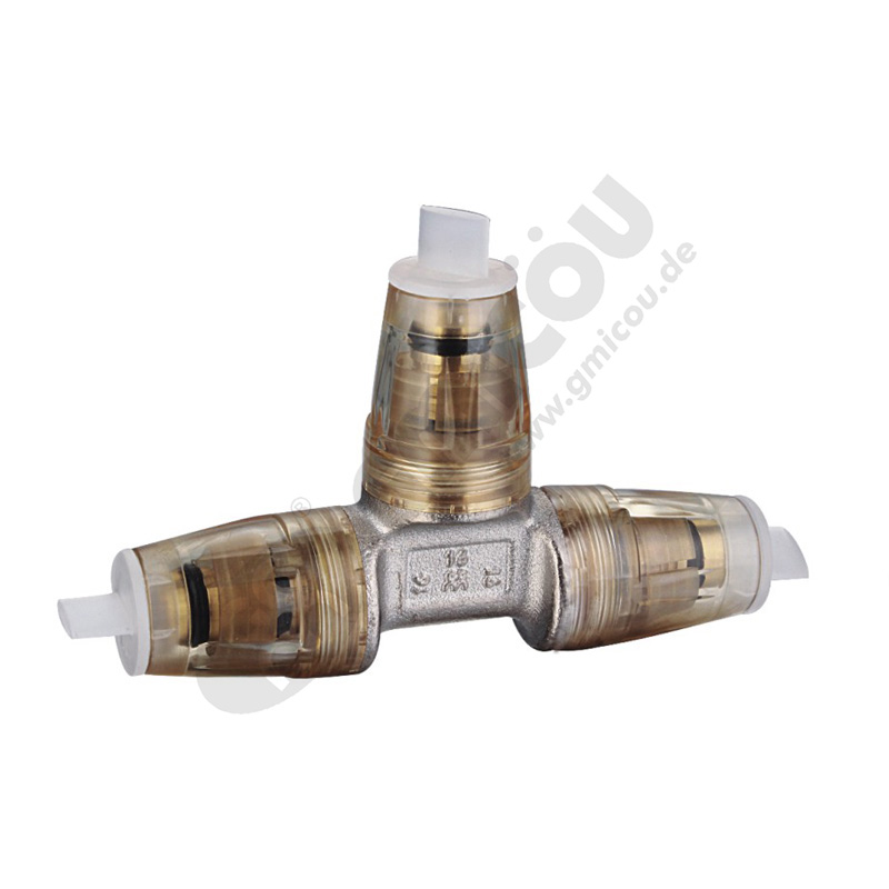 Quick push-fitting threee-way pipe connector