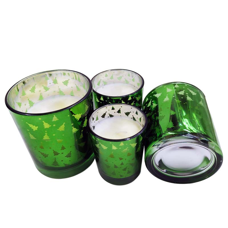 Paraffin wax,palm oil Green Christmas Luxury Scented Glass Candles