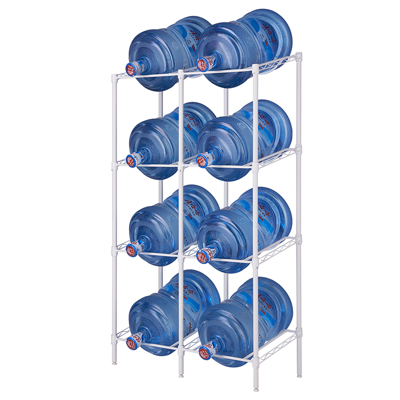 4-Tier Water Jug Holder Storage Rack for 8 Bottles for Office Kitchen