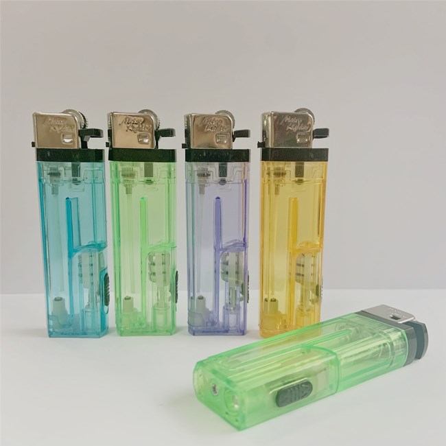 LED six angle flint gas lighter
