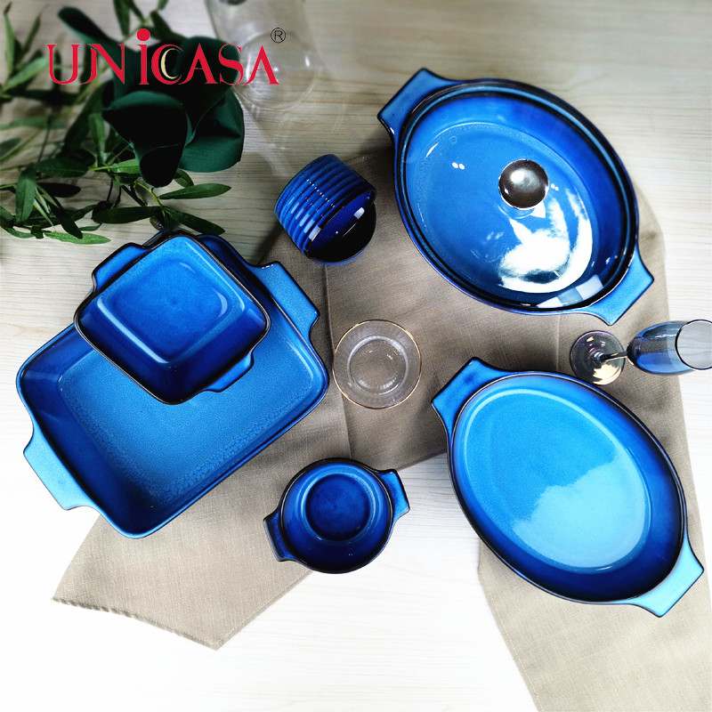 Ceramic Bakeware Set Oval Casserole With Glass Lid Rectangular Baking Dish Square Baking Pan Oval Baking Tray Mini Ramekin Round Baker