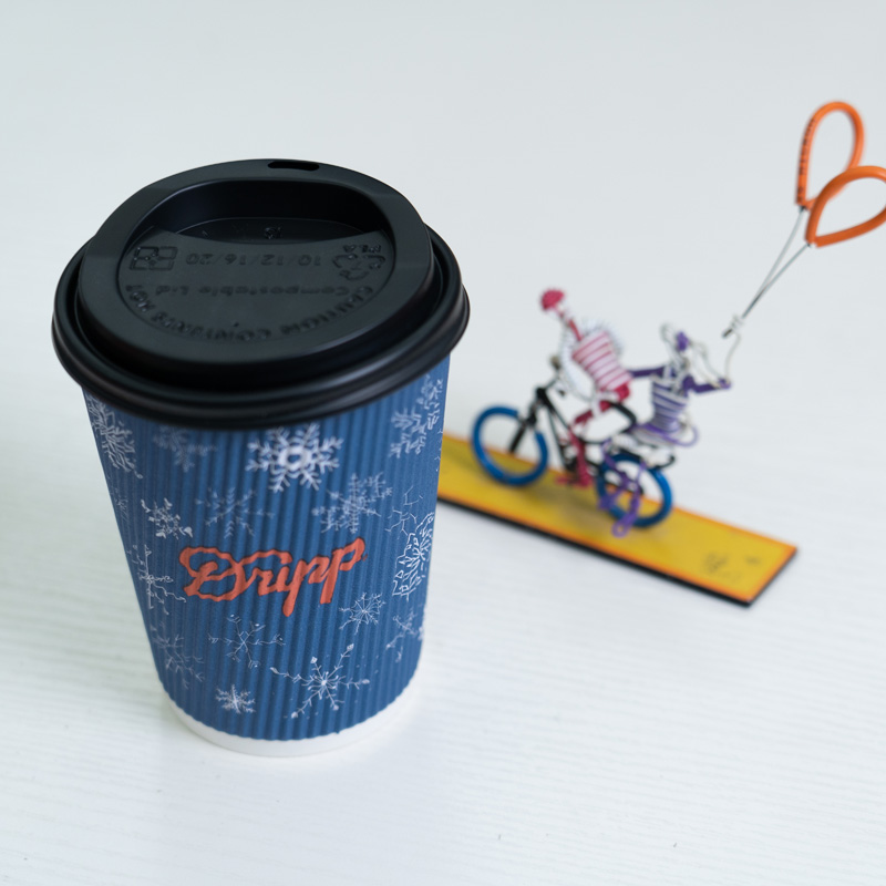Custom logo ripple layers printing available vertical lines paper cups