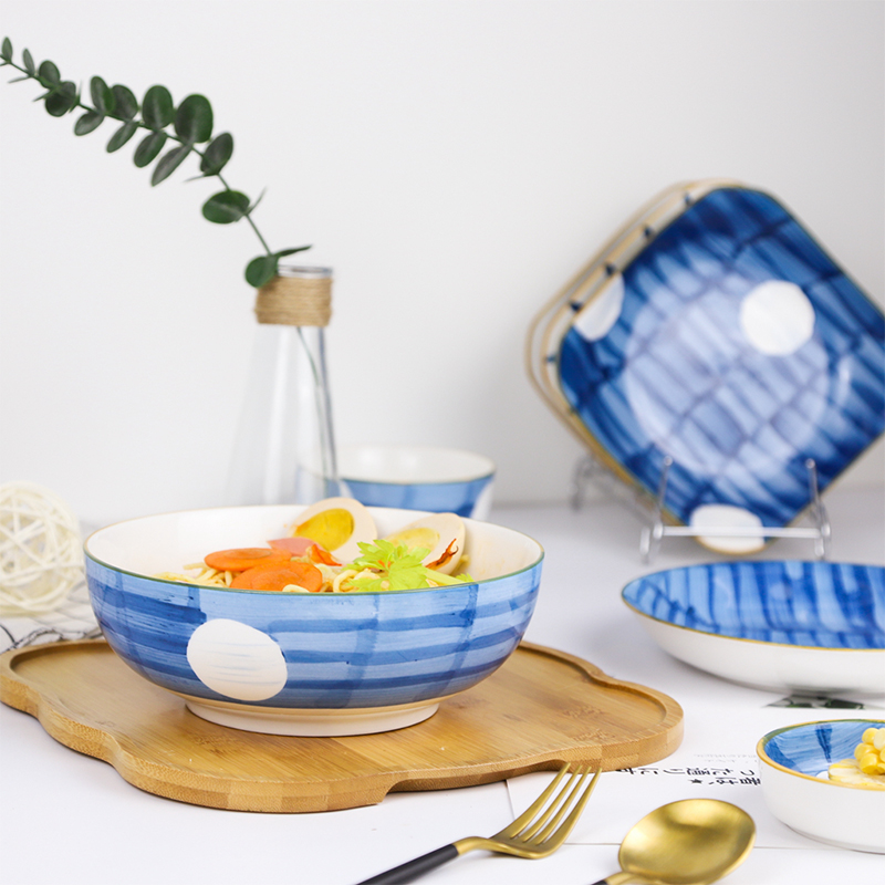 Ceramics under glazing hand painting noodle salad bowl