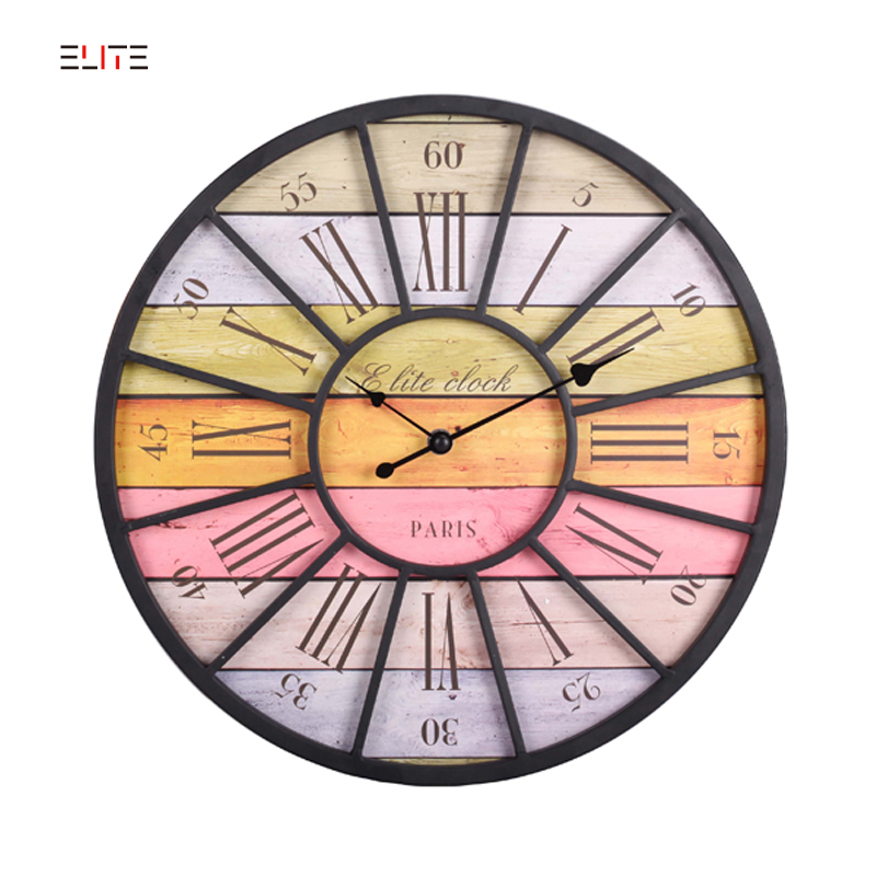 MDF wall clock with iron frame