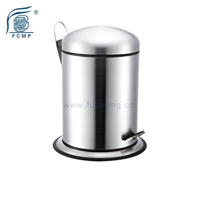 Round Stainless Steel Kitchen Foot Pedal Trash Bin