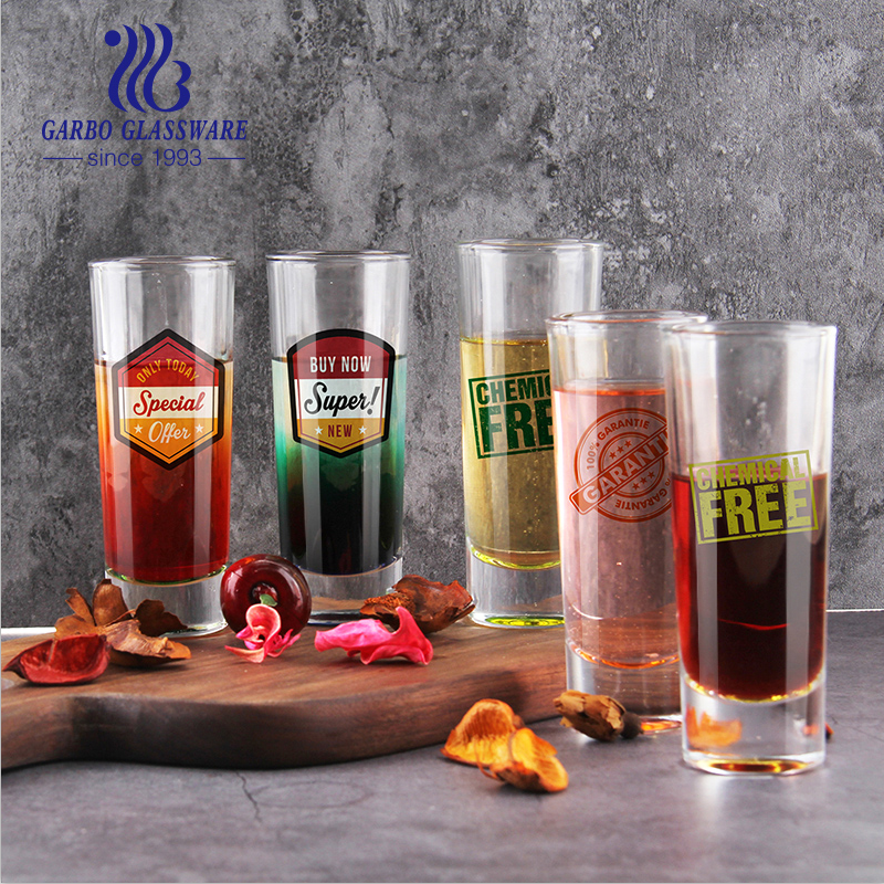 2oz logo customized shot glass bullet vodka thick bottom mini glass cup wholesale bulk shot glass