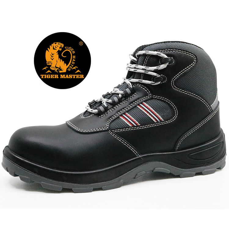 TIGER MASTER slip resistant pu sole leather steel toe puncture proof anti static labor safety shoes