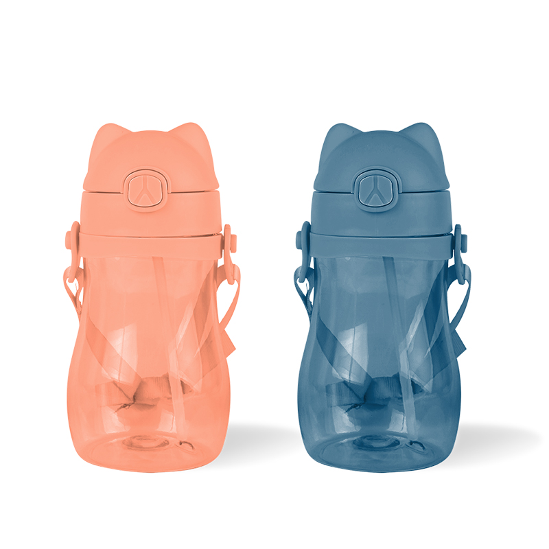 GOX Kids Tritan BPA Free Water Bottle with Ears Flip Lid and Strap