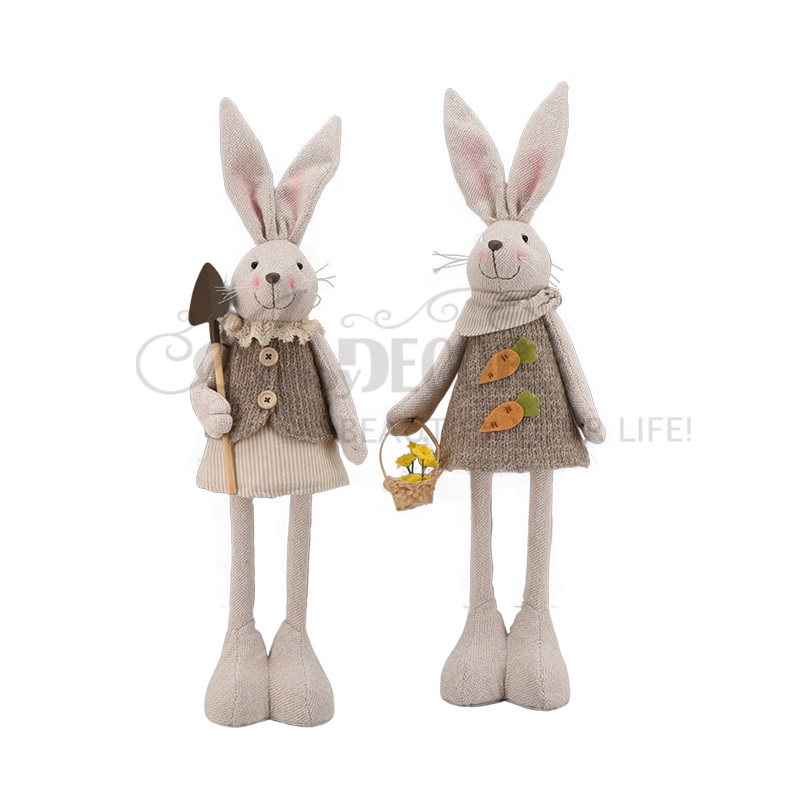 Fabric standing boy and girl rabbit decor
