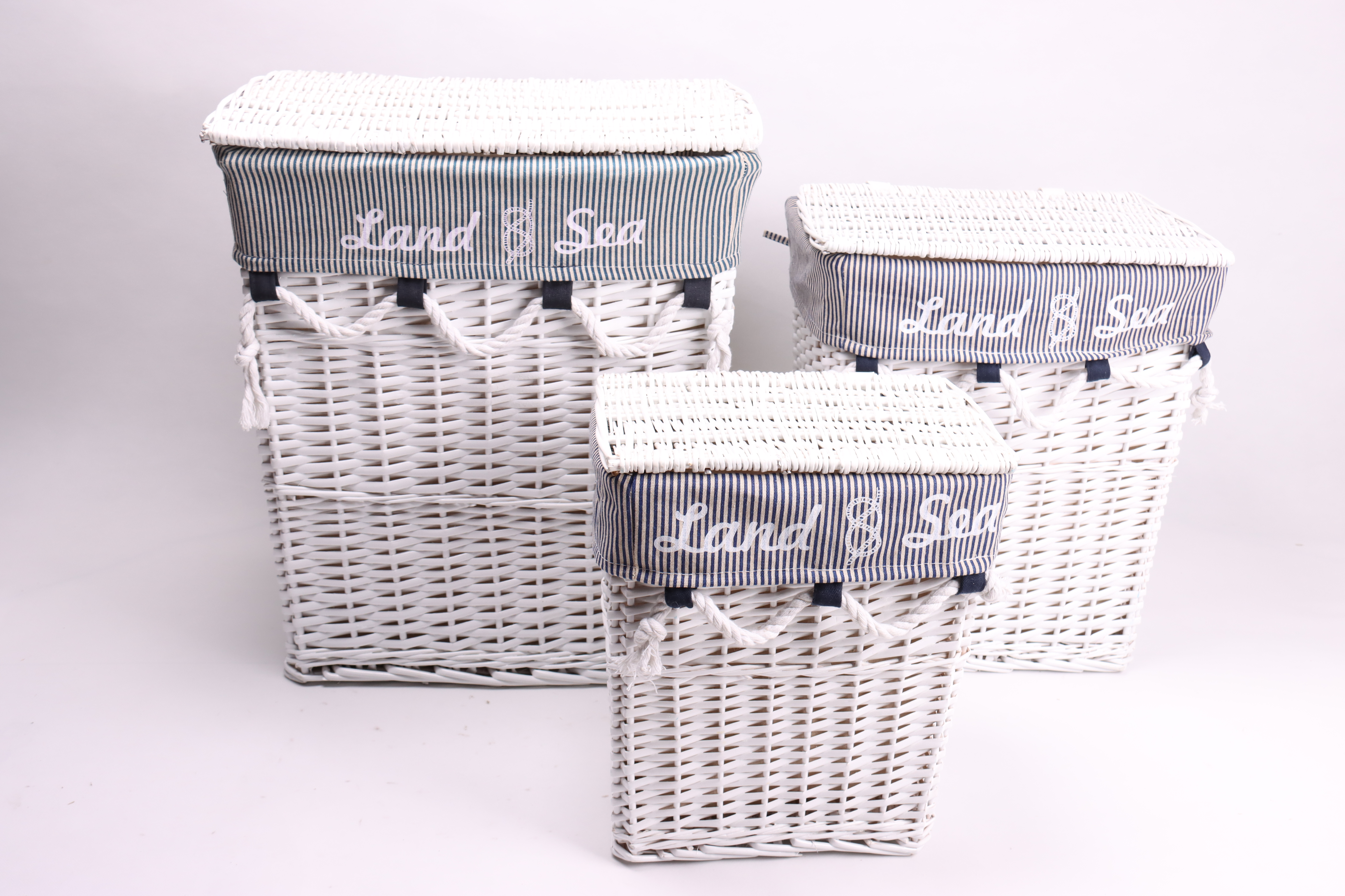 Rectangle willow laundry baskets set of 3