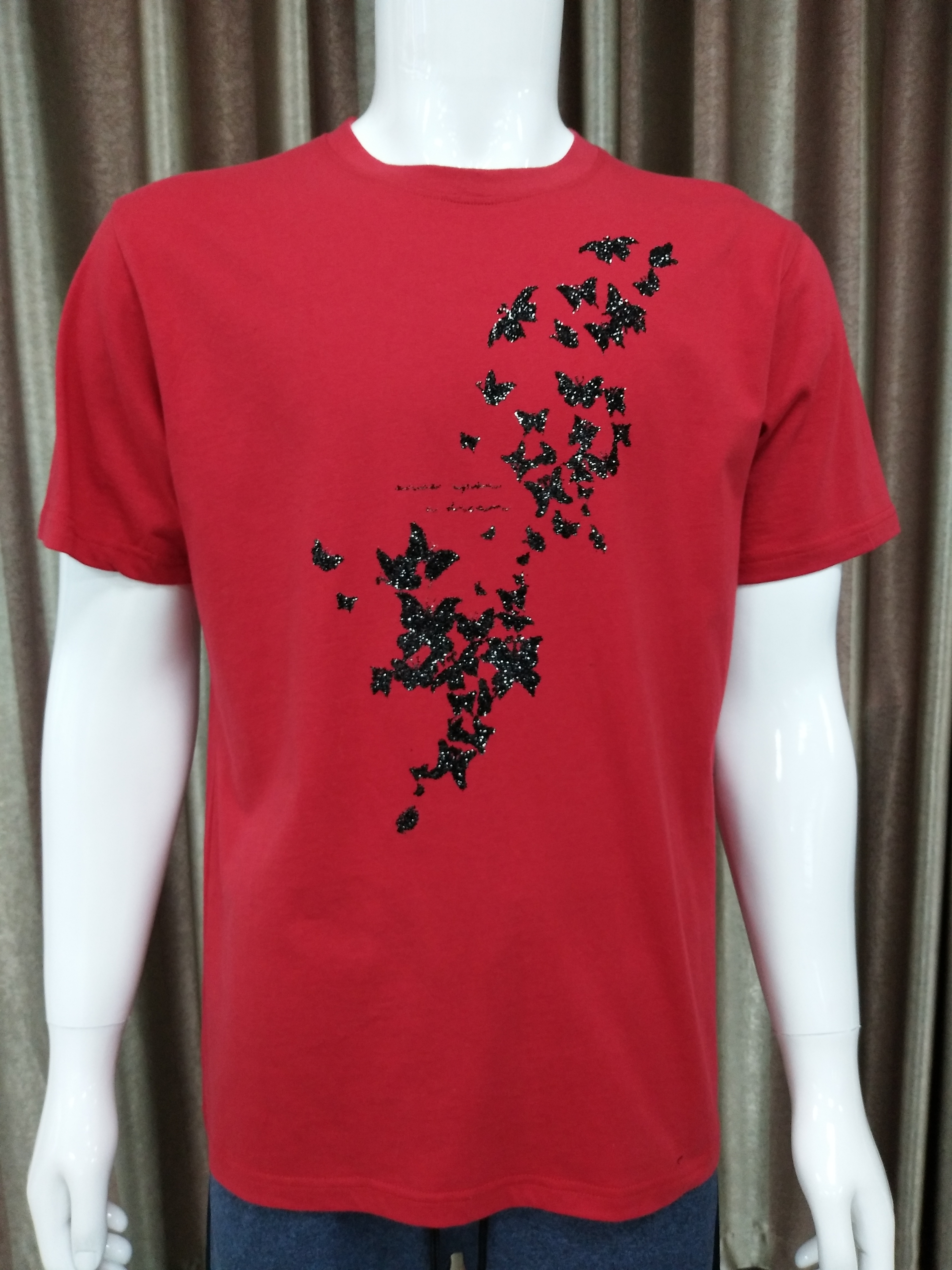 100% cotton Man Woman glitter print t shirt