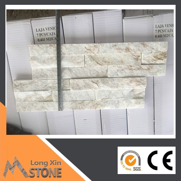 S shape Natural golden line white sandstone wall cladding 18x35 cm
