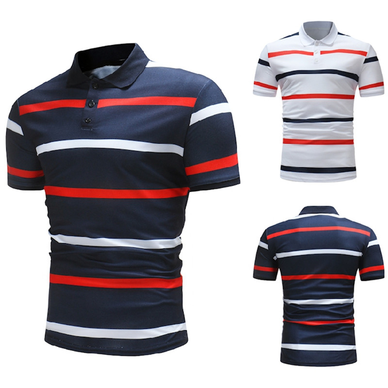 yarn dyed men's stripe colorful line short sleeve polo t shirts