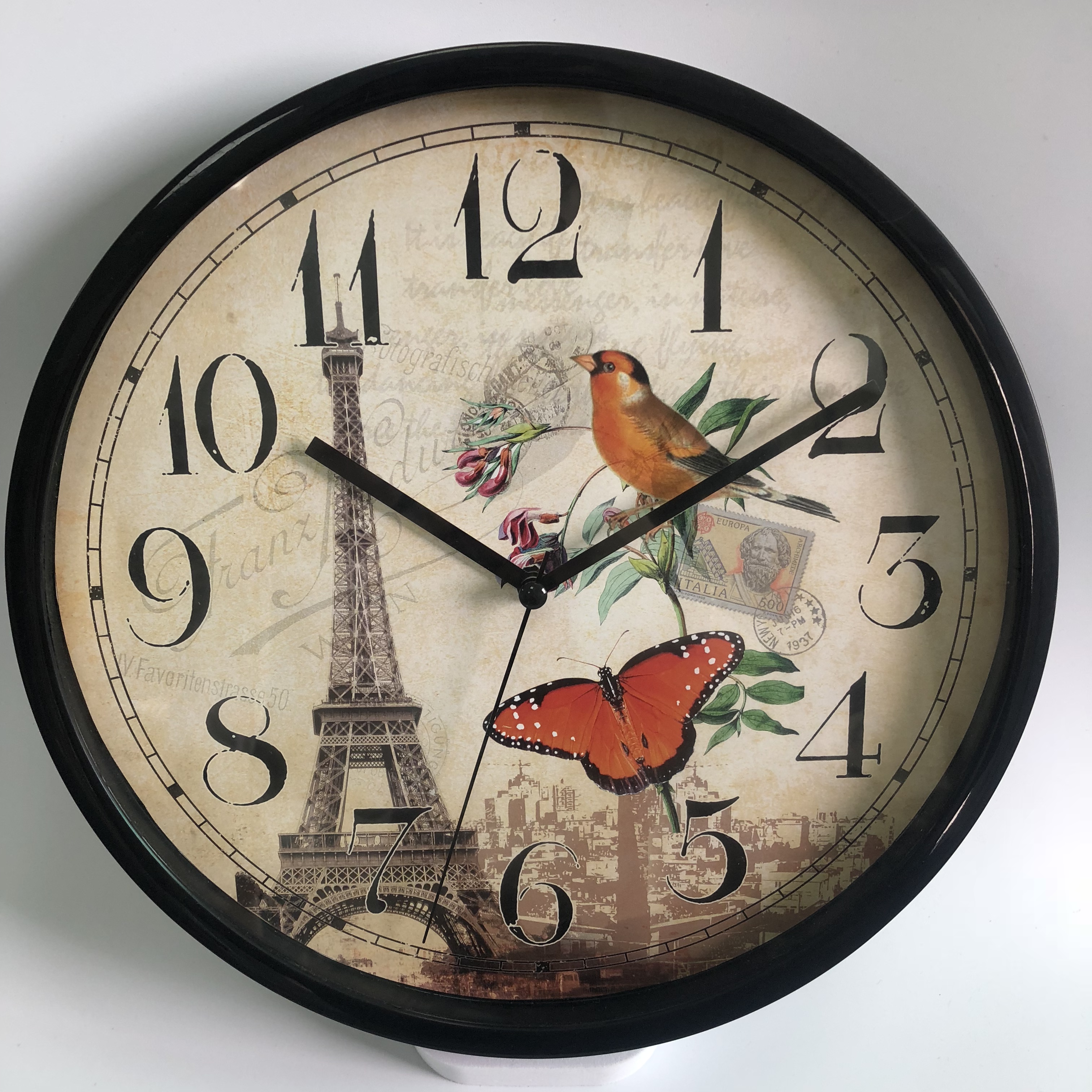10inch antique birds plastic wall clock
