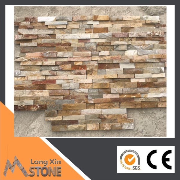 Z shape Natural rough edge nice beige slate stone wall cladding