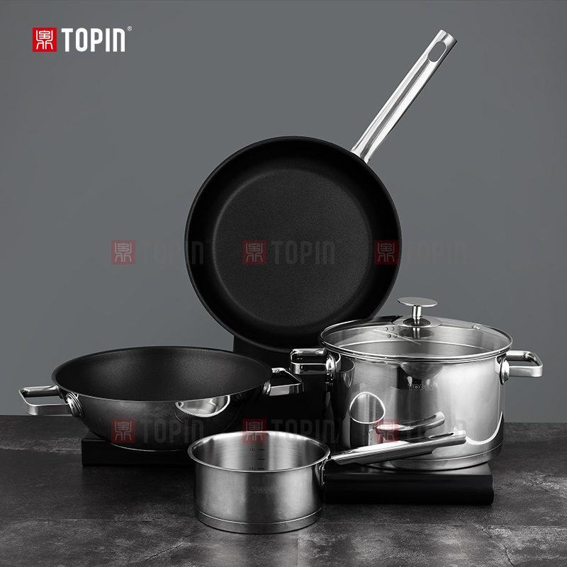 Topin stainless steel 5pcs cookware set
