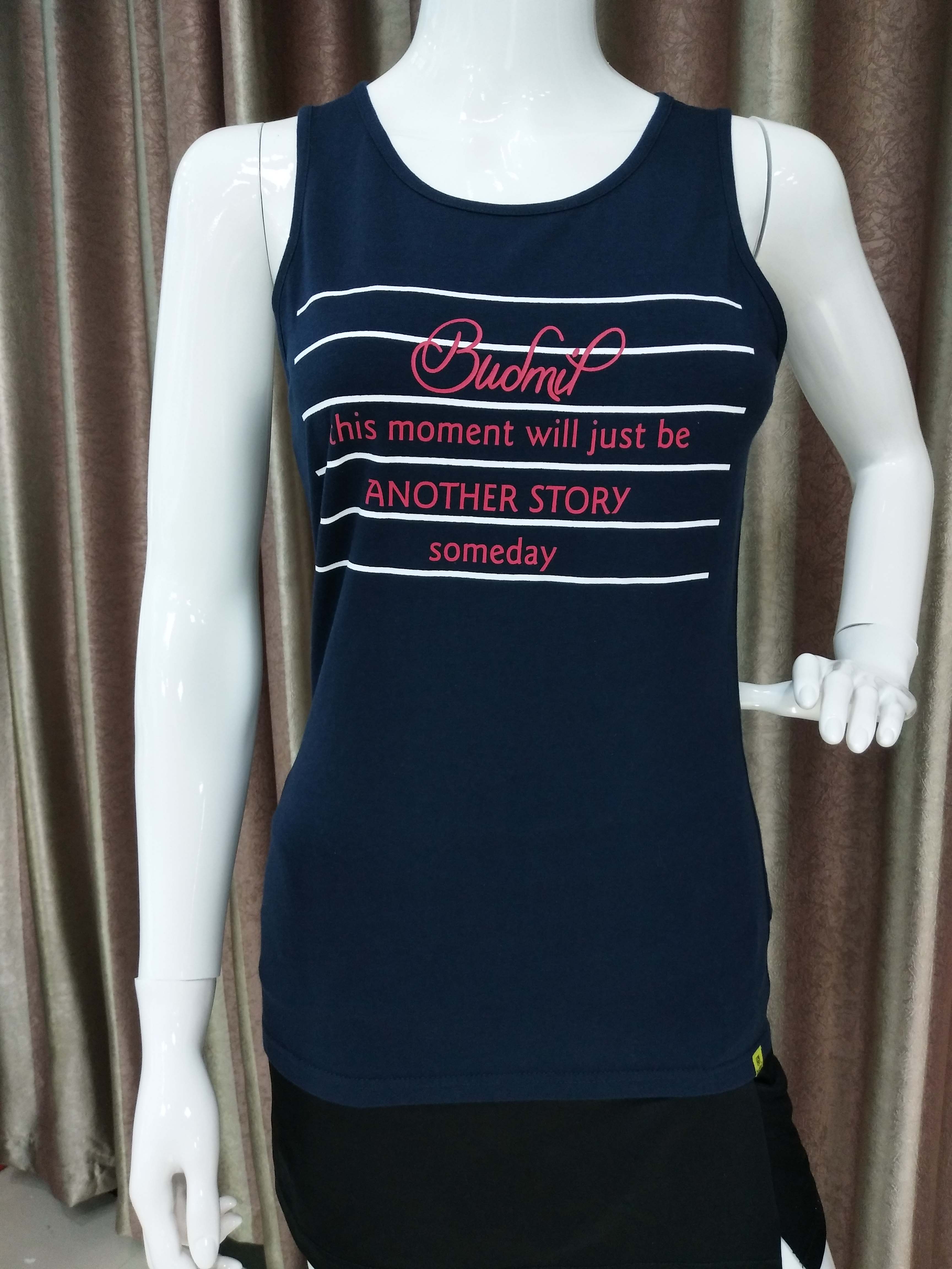 160gsm 100% Cotton Ladies shortsleve vest with rubber print