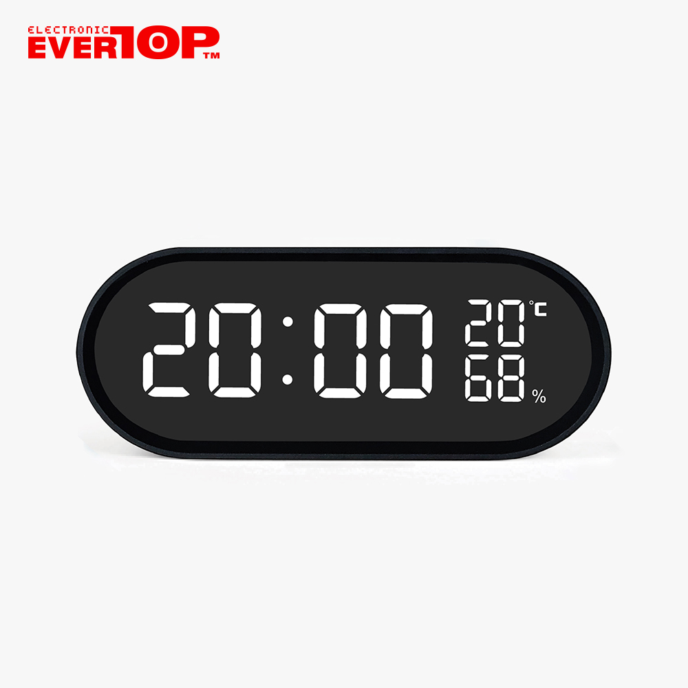 Oval Mirror LED Clock with Touch buttons and Temperature and Humidity ET572