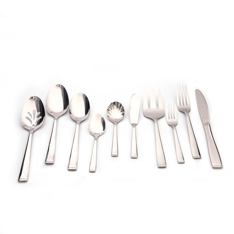 18/0 tabletop stainless steel flatware serving utensil set spoons buffet banquet cutlery dinner set of knife fork and spoon