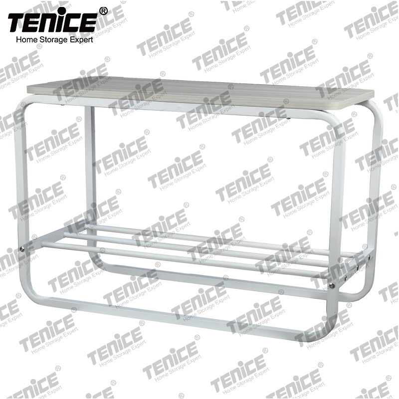 Metal Bench with Shoe Storage