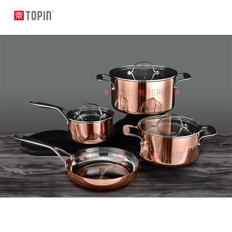 Topin tri-ply copper 7pcs cookware set