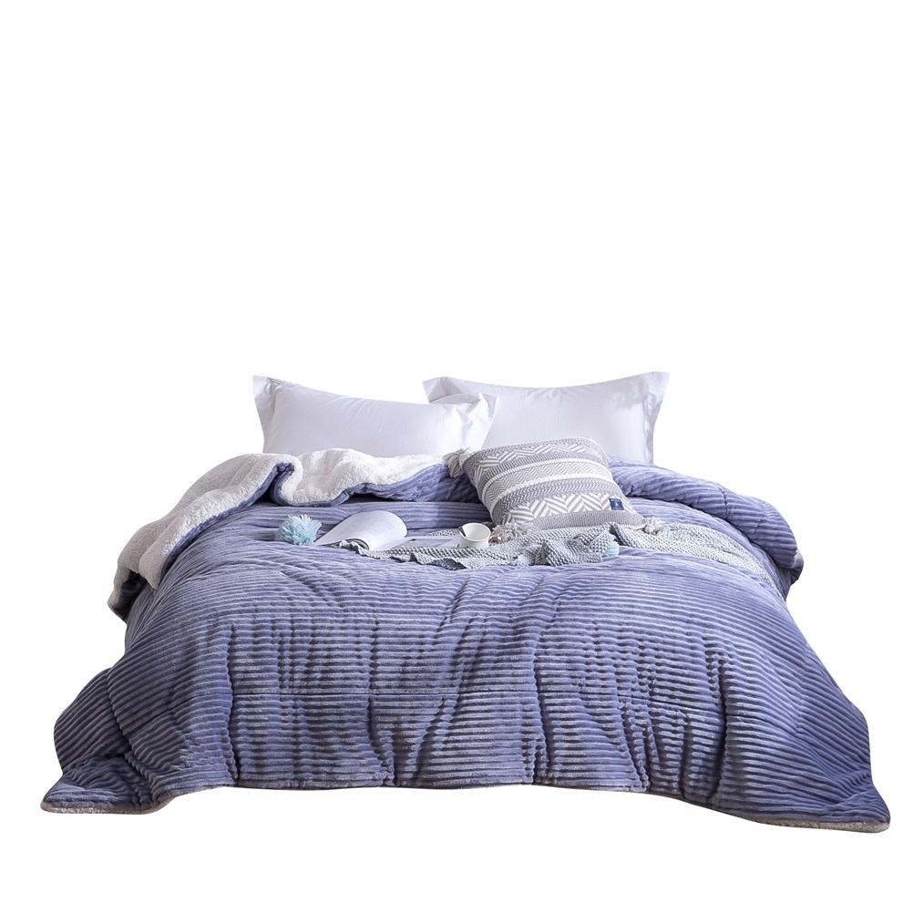 KS stripped flannel with sherpa comforter