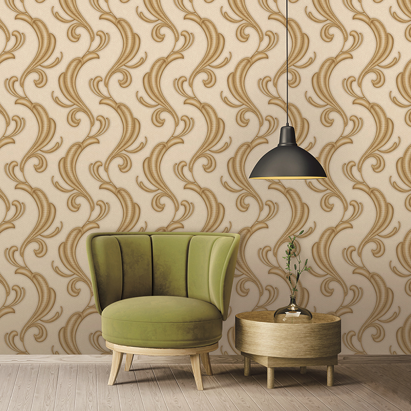 Vintage Style Scroll Design 106cm Vinyl Wallpaper for Living Room /Bedroom /Dining Room