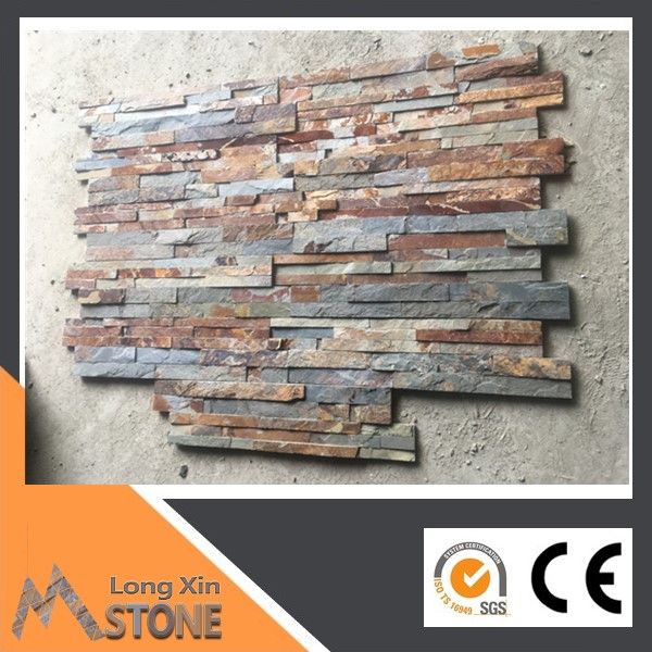 Z shape Natural flat rusty slate stone wall cladding with 5 raws