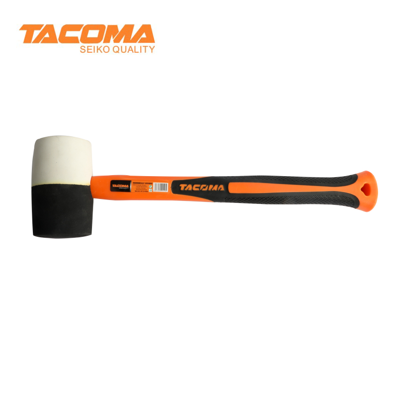 Double face rubber mallet with fiberglass handle