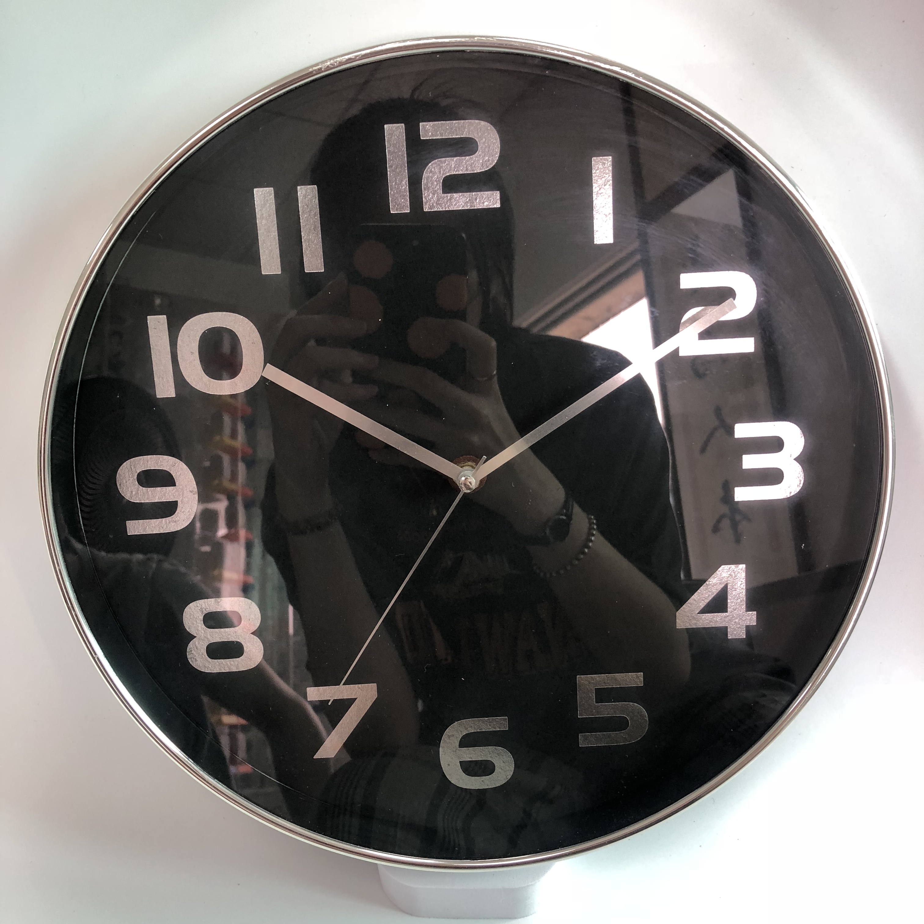 12inch chrome hot stamp plastic wall clock