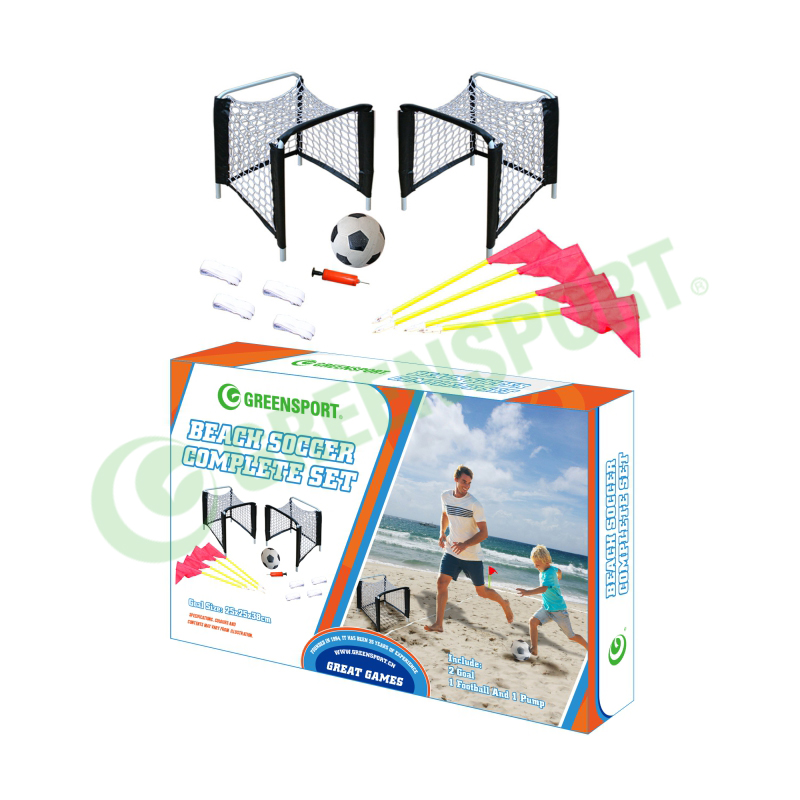 Beach toys football soccer goal in METAL material beach game with flags and football
