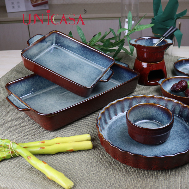 Ceramic bakeware set stoneware baking dishes dutch oven rectangular baker pie dish loaf pan oval baker square baker ramekin fondue