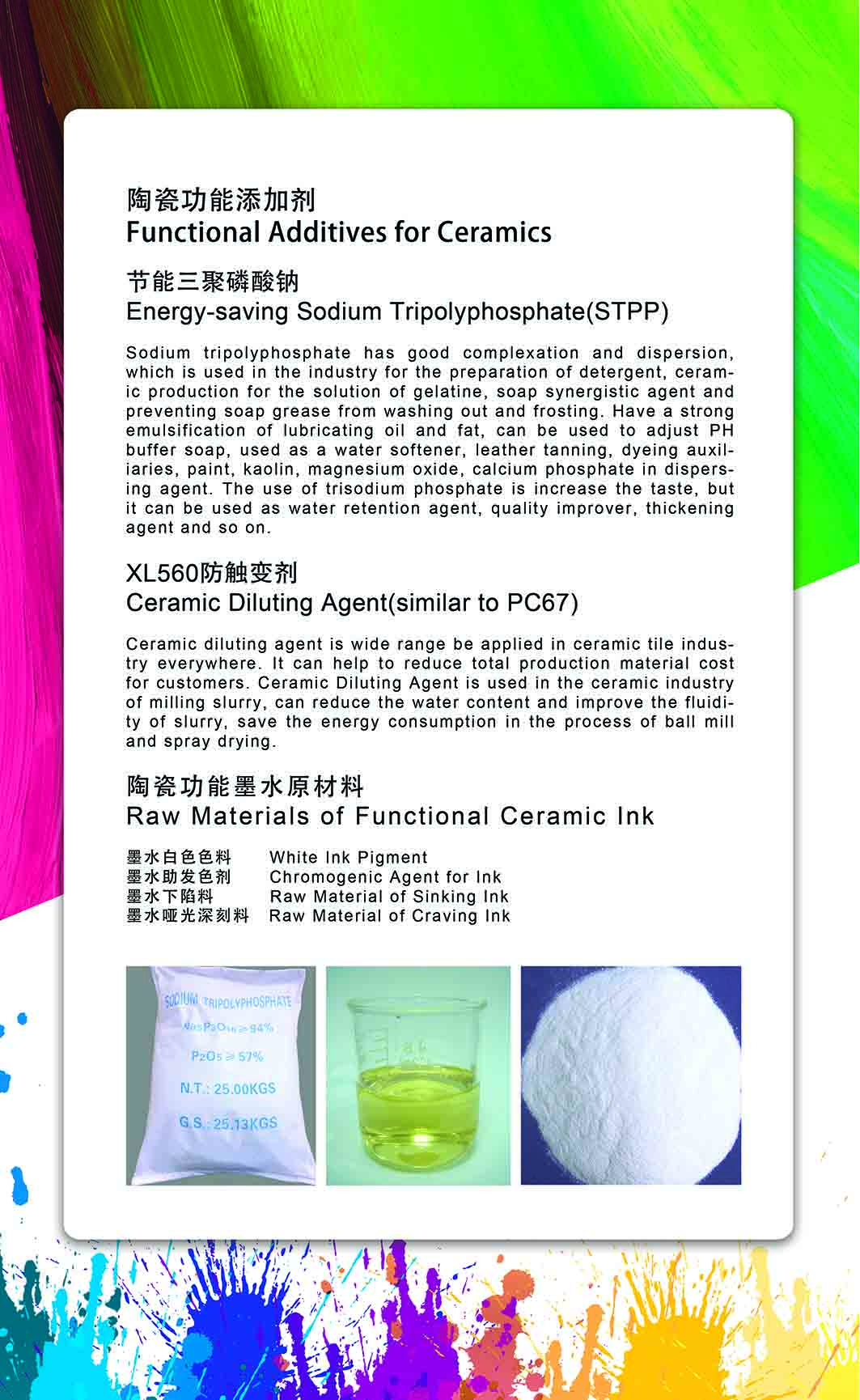 Raw Materials of Functional Ceramic Ink