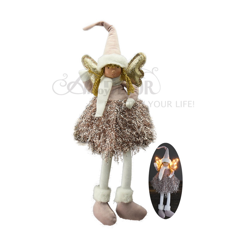 Fabric sitting angel with light in wings