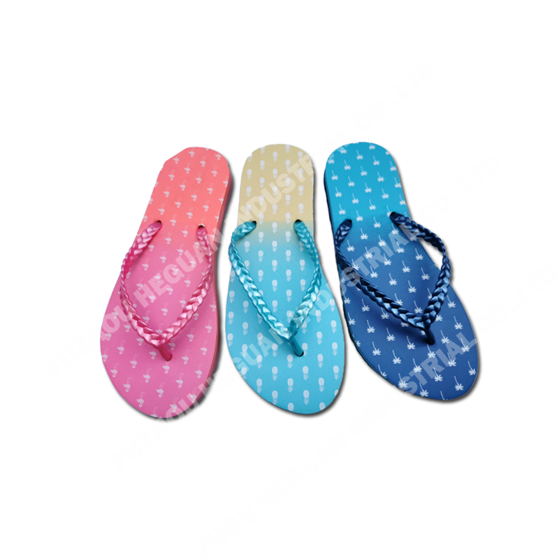Lady flip flops double color sole with printing