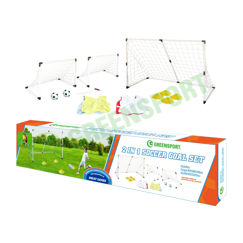 High quality PLASTIC football soccer goal outdoor training set with cones vests 2 in 1 game set
