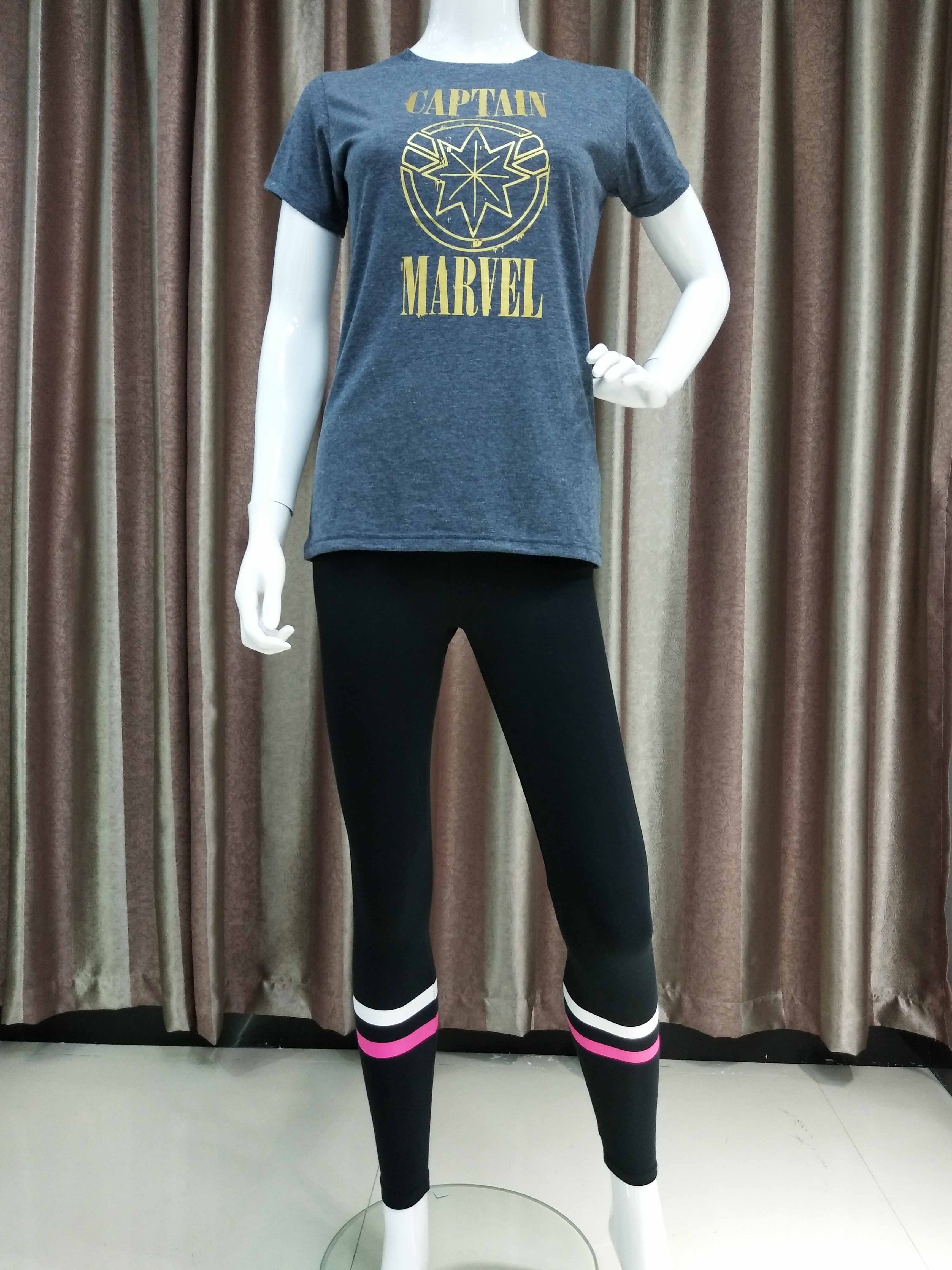 220gsm 95%Cotton 5%Spandex Lady Leggin with rubber print