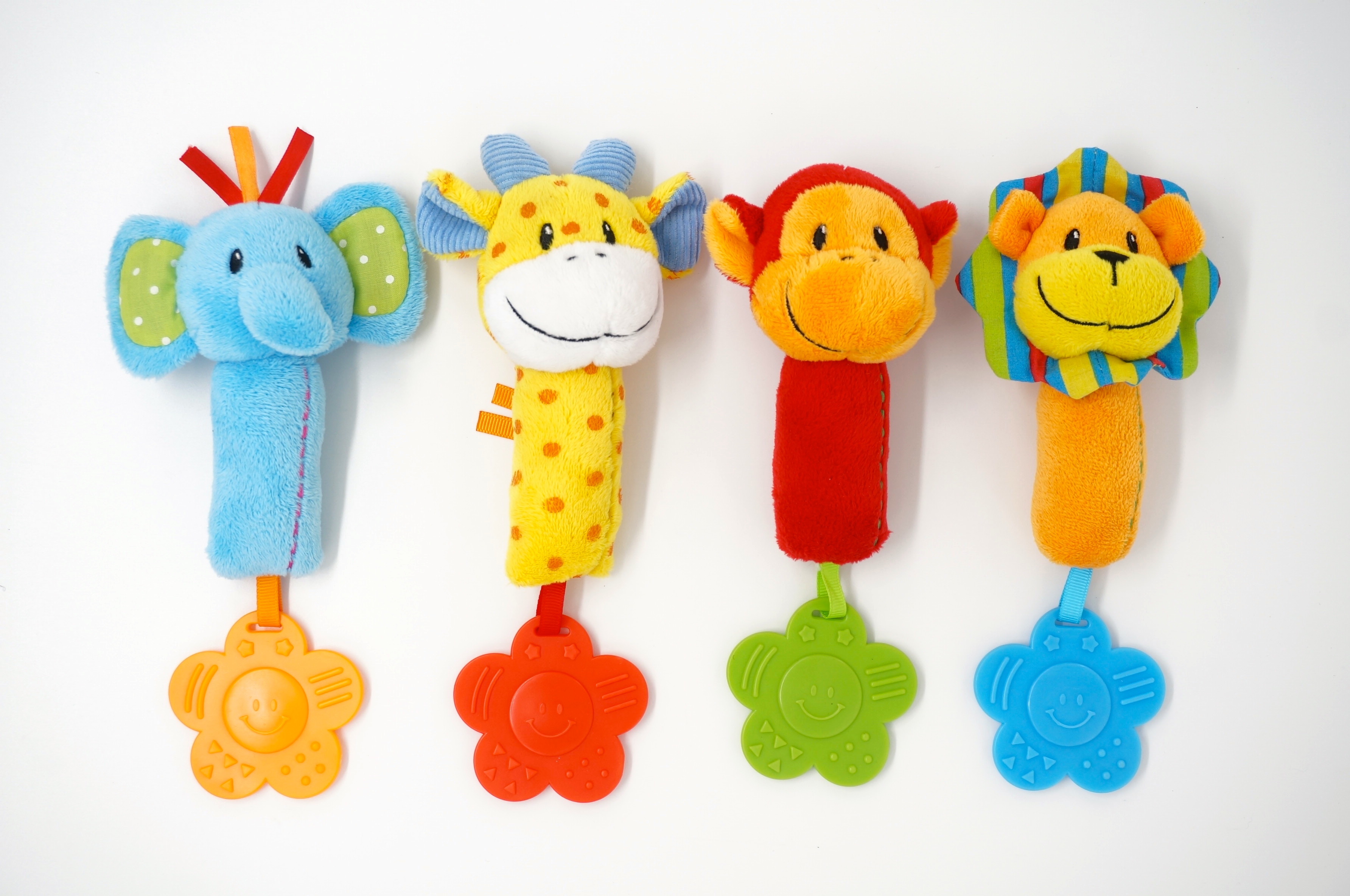 Squeaker rattle with teether