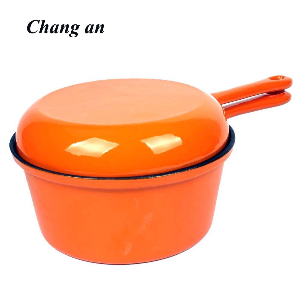 cast iron Sauce Pan milk pan with double use cover