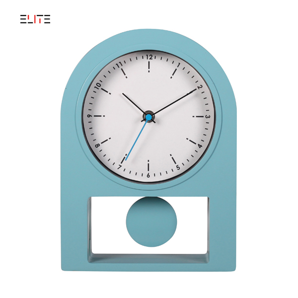 2-way scandinavian style table/wall clock with plastic case and pendulum