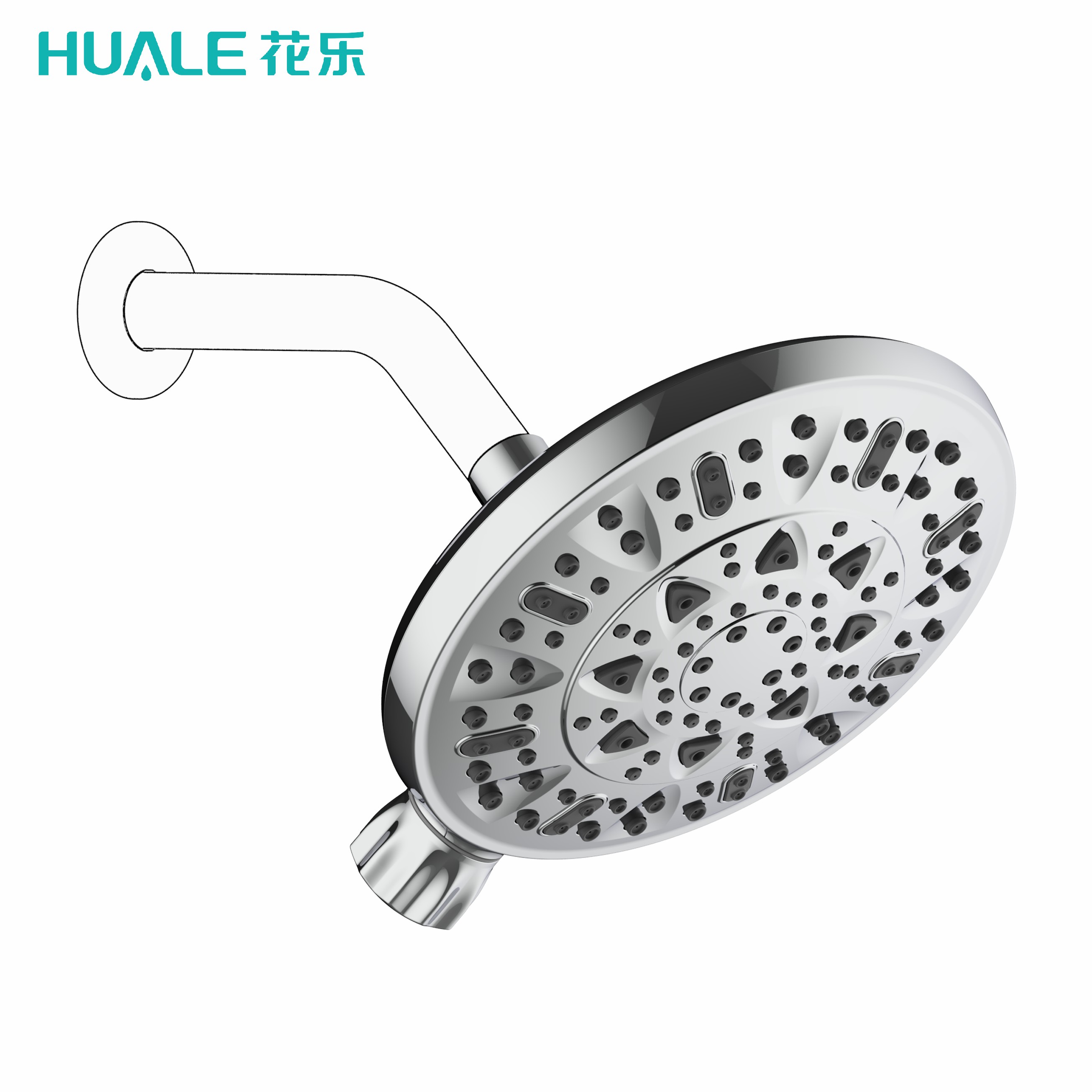 5-Setting Ultra-Luxury 5 Way fixed Rainfall Shower-Head chromed