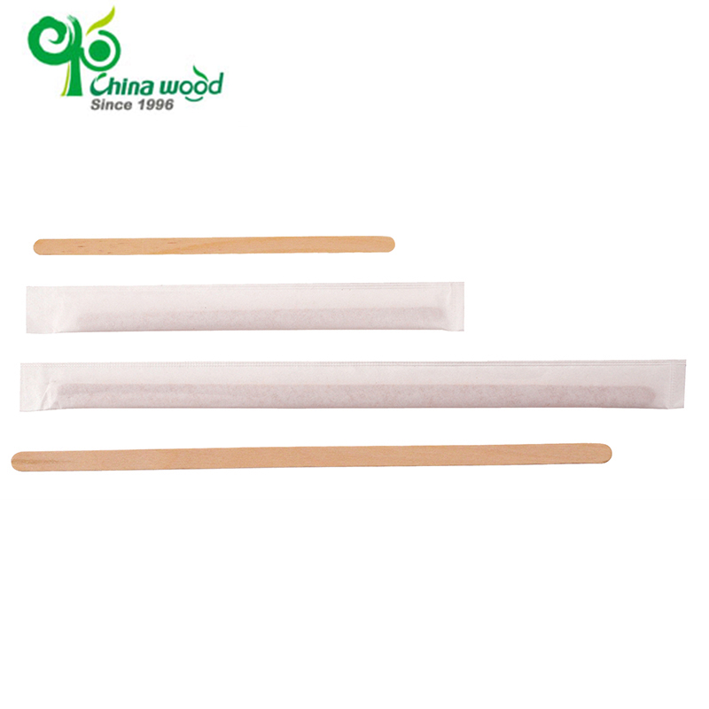 Individual paper wrapped wooden coffee stirrers YD-CSP110/140/90/105/190 disposable compostable stir stirrer