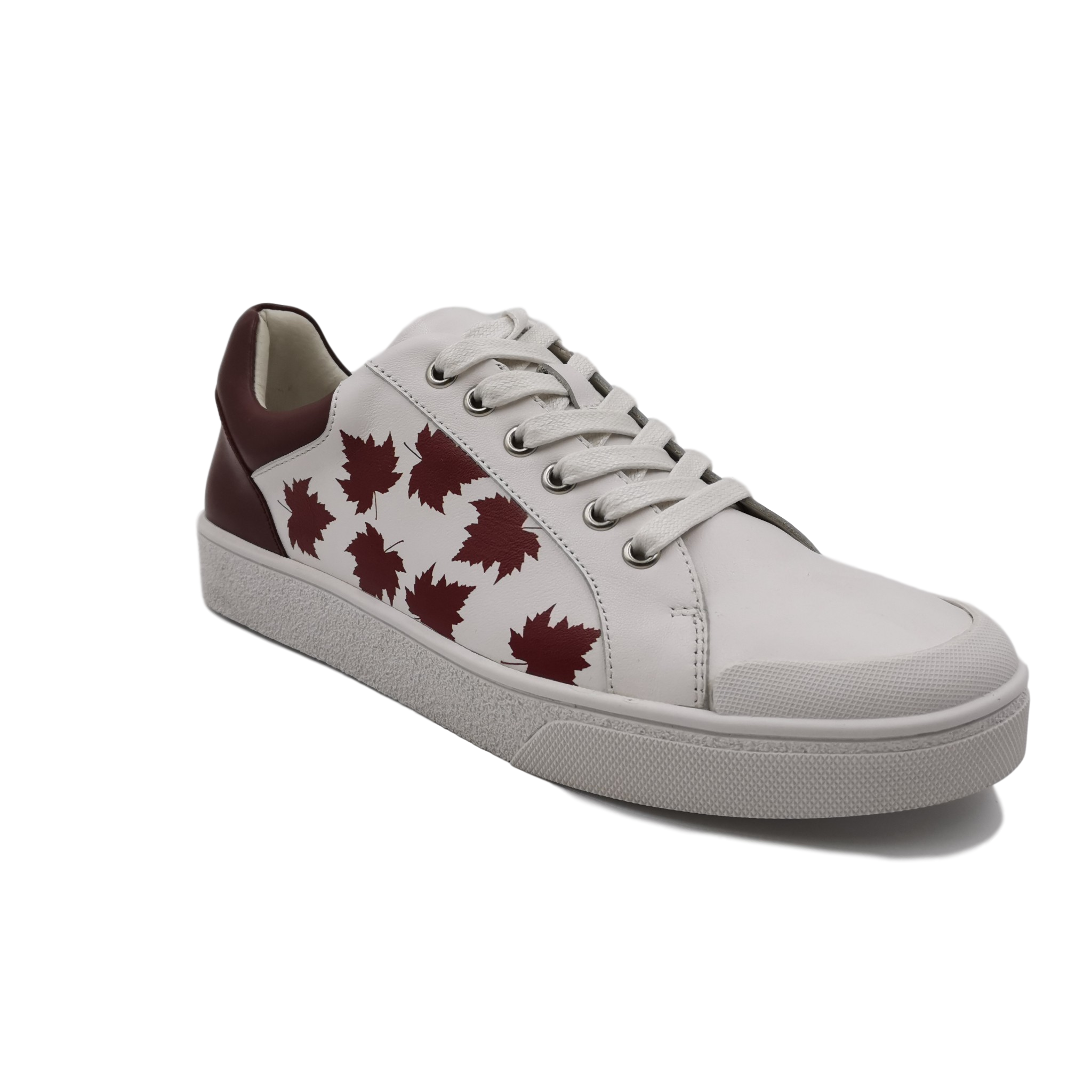 Cow leather upper ladies fitness sneaker shoes with printing