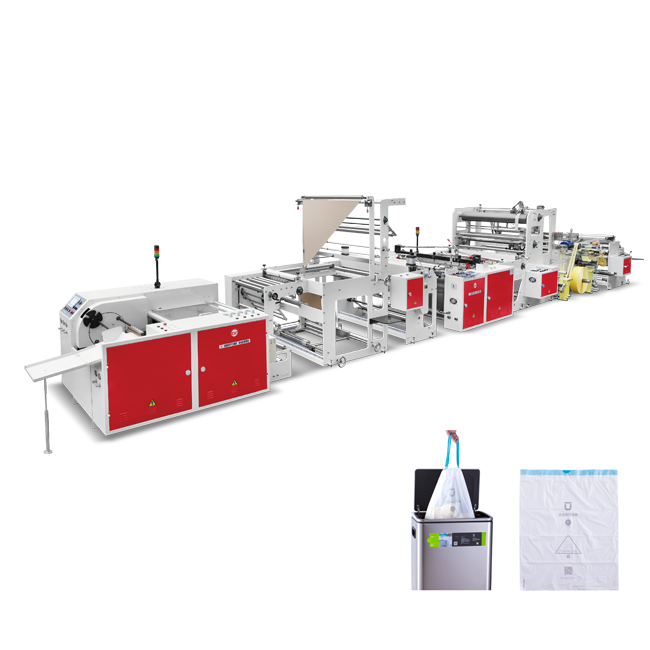Fully automatic drawstring garbage rolling bag making machine (overlap type & perforation type)