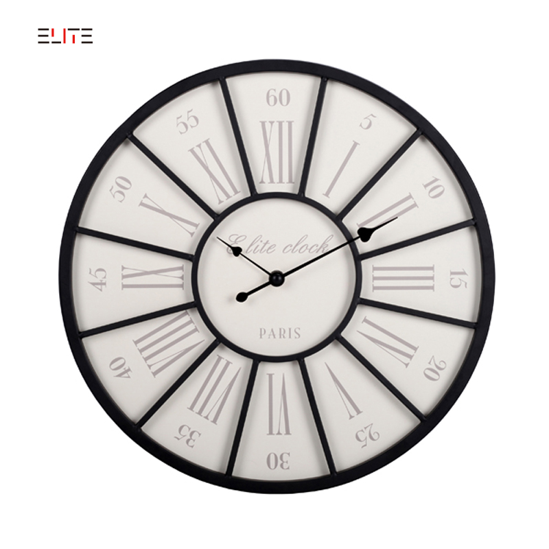 MDF wall clock with iron frame