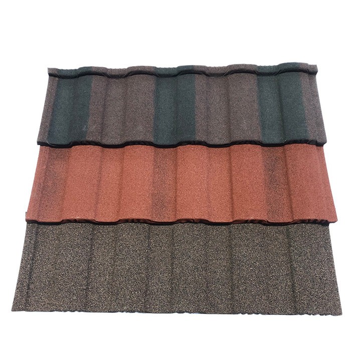 Roman stone coated metal roof tile