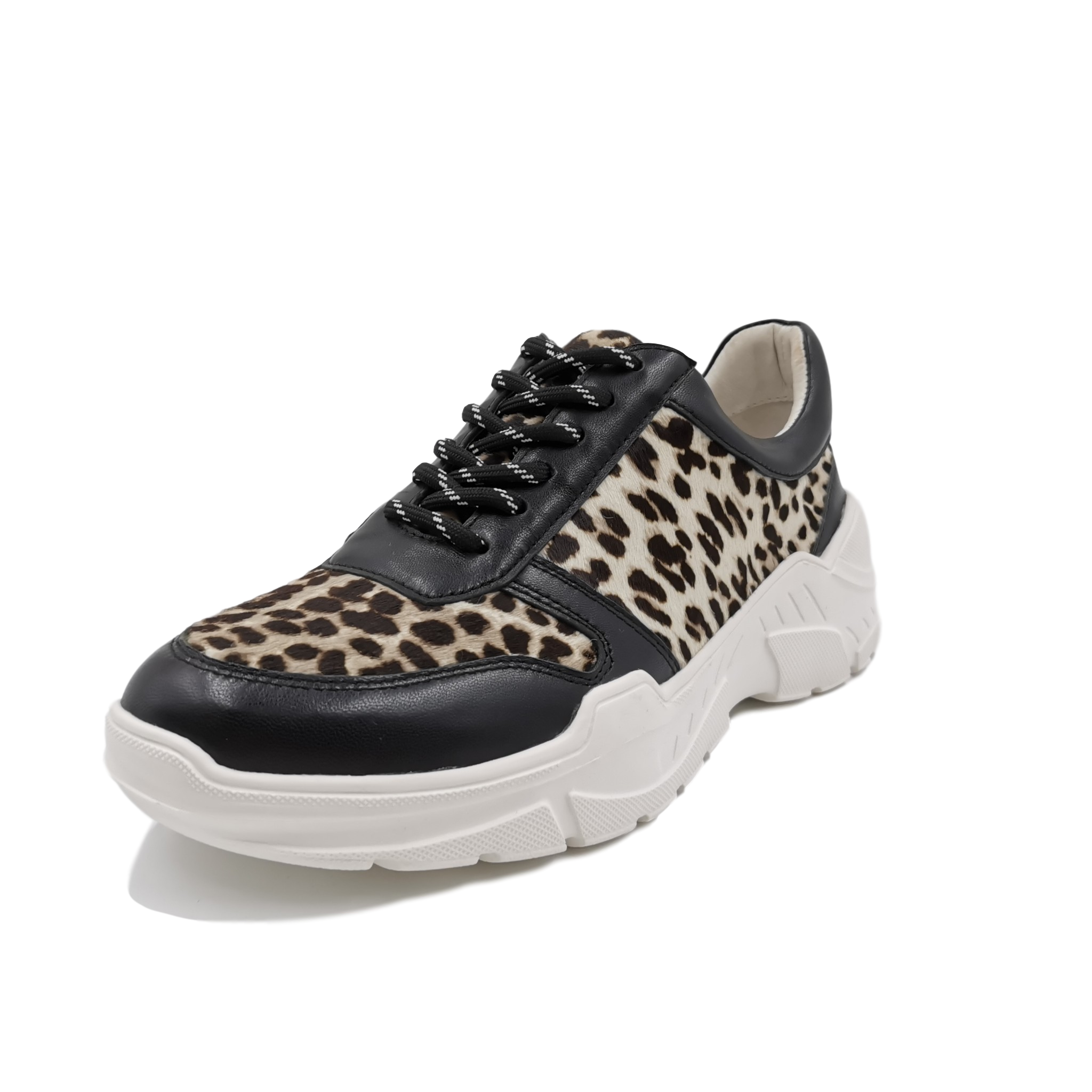 2020 hot styles leather/leopard print pony hair ladies sneaker sport shoes