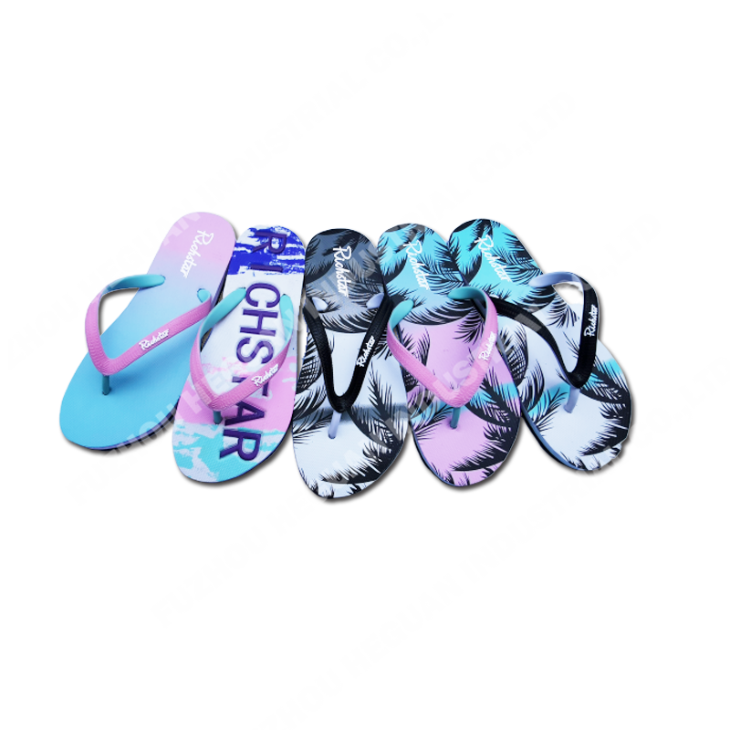 Gradient printing PE lady beach flip flops
