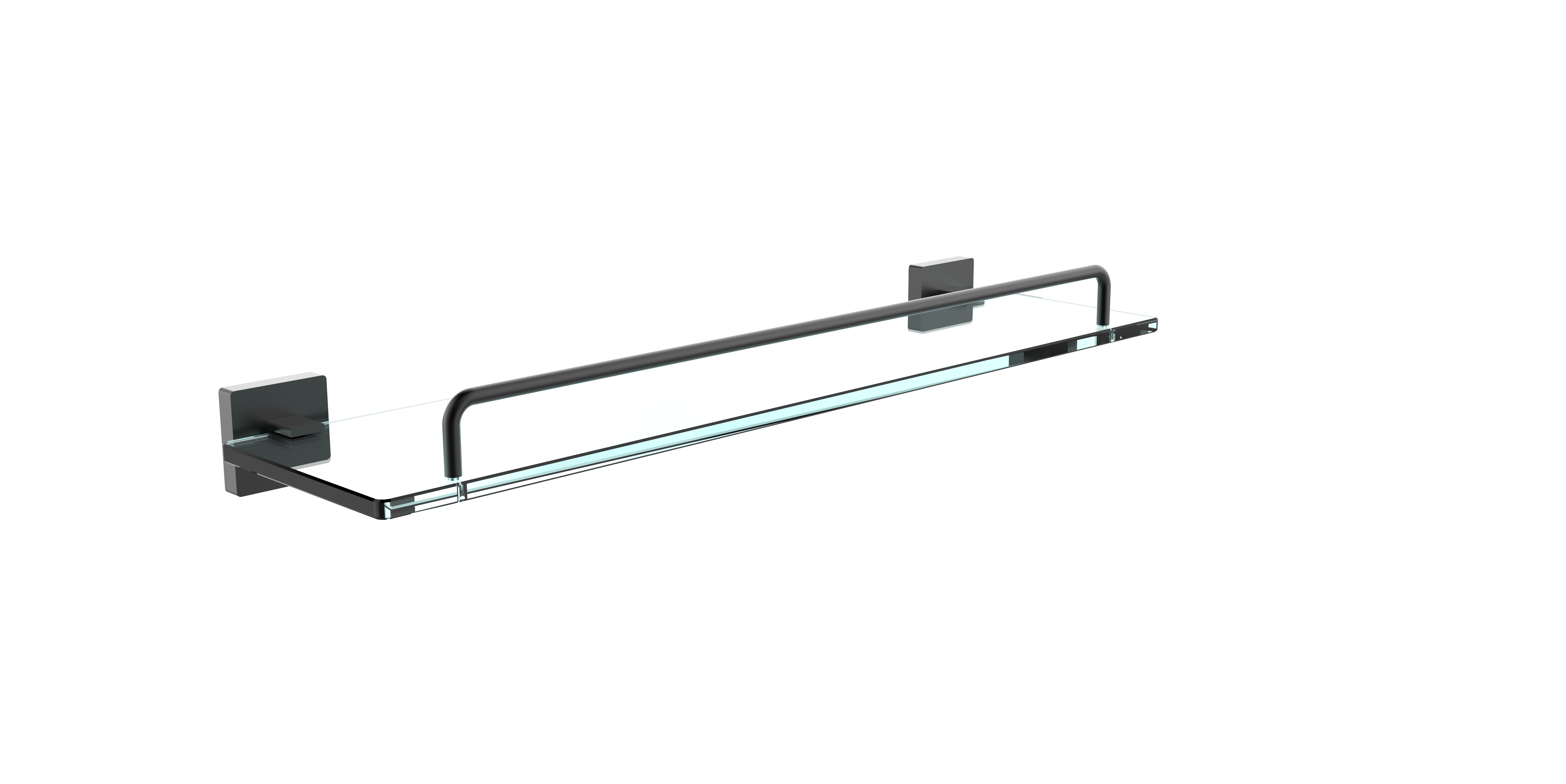 Aluminum matt black single glass shelf